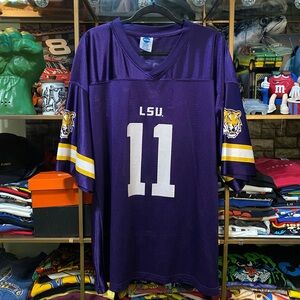 Vintage 00s LSU Tigers #11 Football Jersey NCAA by KA Inc. Purple Gold 2XL Y2K